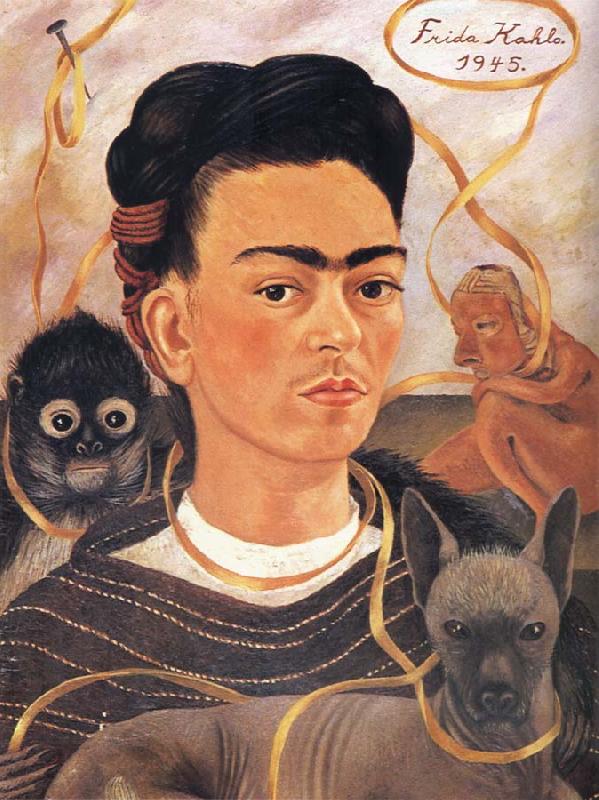 Frida Kahlo Self-Portrait with Small Monkey